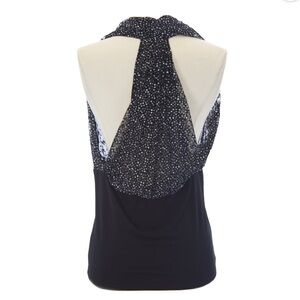 Vena Cava | NWOT Mesh Polka Dot T-Back Blouse IN black Size M Medium